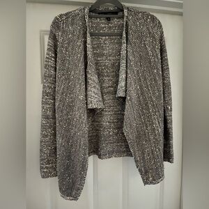 White House Black Market Sequin Knit Cardigan XXS | Gray Shimmer Open Front